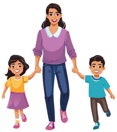 Happy family walking together