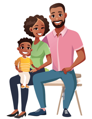 Happy family sitting together